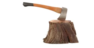 an axe in a log