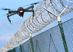 drone above concertina wire
